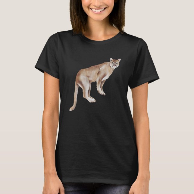 Watercolour Mountain Lion Animal Nature Wildlife A T-Shirt (Front)