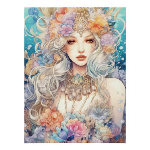 Watercolour Mysterious Maiden Poster