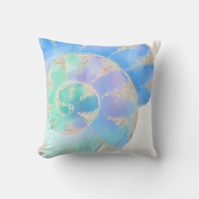 Watercolour Nautilus Cushion (Front)