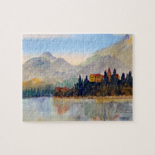 Watercolour of Lake Como Italy Jigsaw Jigsaw Puzzle