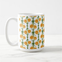 Watercolour Orange Daisy Pattern
