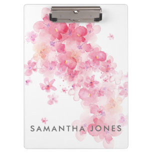 Watercolour Paint Pink Pastel Flowers Clipboard
