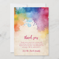 Watercolour paint splashes baby shower thank you