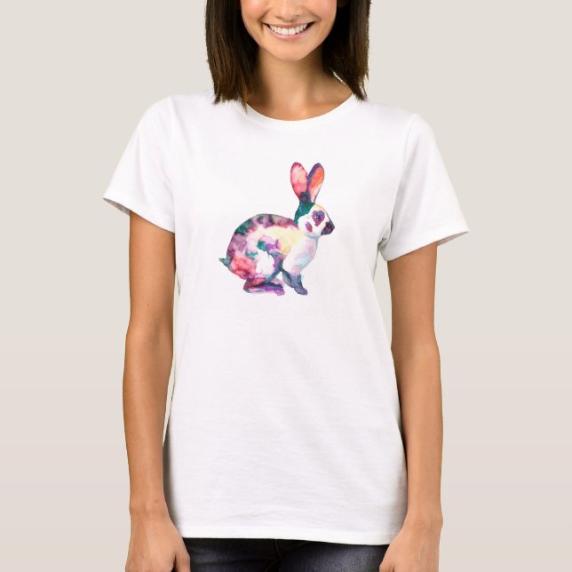 Watercolour painted cute bunny T-Shirt (Front)