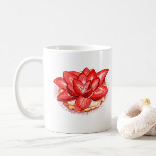 Watercolour painted strawberry cake decoration. coffee mug