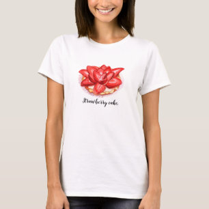 Watercolour painted strawberry cake decoration. T-Shirt
