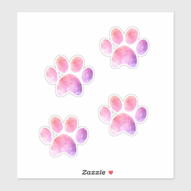 Watercolour Paw Prints, Dog Paws, Cat Paws (Sheet)