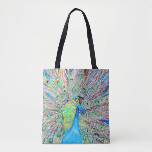 Watercolour Peacock Painting Tote Bag