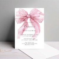 Watercolour Pink Bow Ribbon Baby Shower