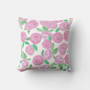 Watercolour , pink roses cushion