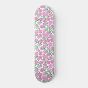 Watercolour , pink roses skateboard
