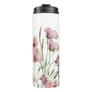 Watercolour Poppy Flowers Simple & Beautiful Mug. Thermal Tumbler