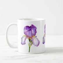 Watercolour Purple Iris Botanical Floral Art Mug