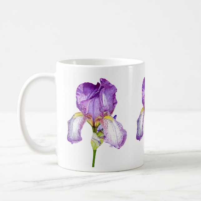 Watercolour Purple Iris Botanical Floral Art Mug (Left)