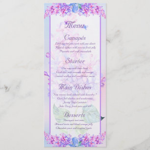 Watercolour Purple Lilac Flower Menu Card