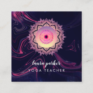 Watercolour Purple Mandala Meditation Yoga Boho  Square Business Card