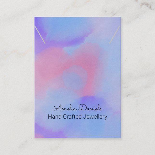 Watercolour Purple Pink  Necklace Pendant Display Business Card (Front)