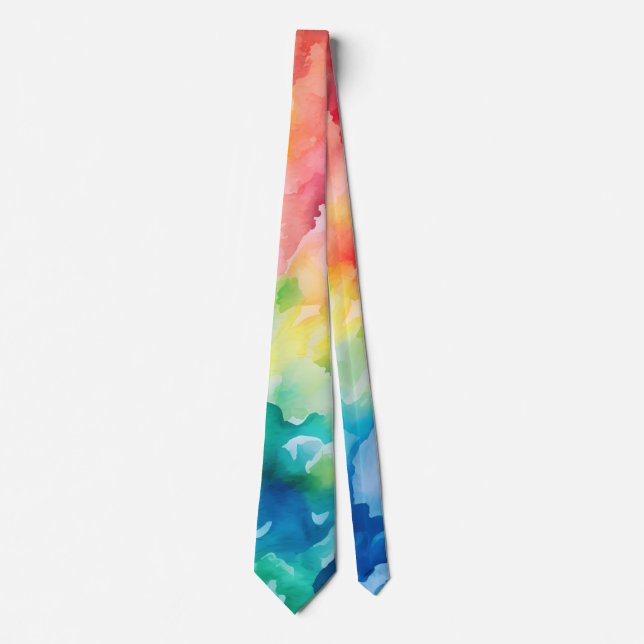 Watercolour Rainbow Art Tie (Front)