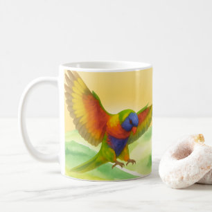 Watercolour Rainbow Lorikeet with sunset style Coffee Mug