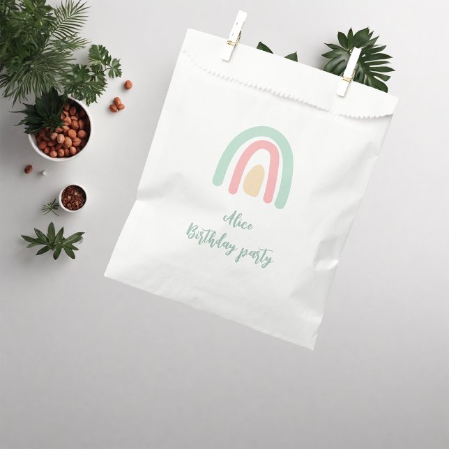 Watercolour rainbow minty yellow  Birthday Party Favour Bag (Creator Uploaded)