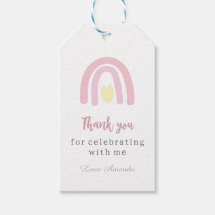 Watercolour rainbow pink yellow  Birthday Party  Gift Tags
