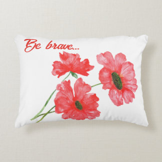 Watercolour Red poppy wildflowers bouquet  Decorative Cushion