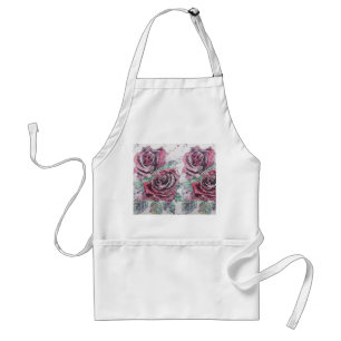 Watercolour Red Rose Flower Floral Kitchen Apron