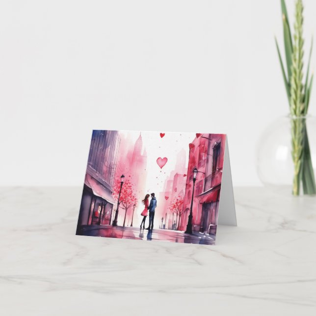 Watercolour Romantic  Card (Front)