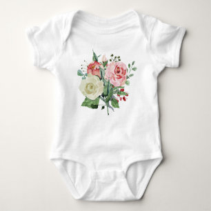 Watercolour roses, floral baby bodysuit