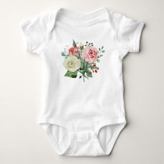 Watercolour roses, floral baby bodysuit