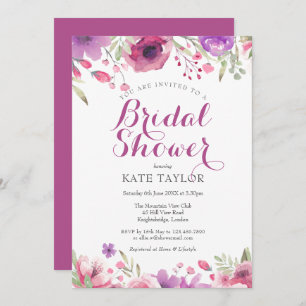 Watercolour Roses Floral Bridal Shower Invitation