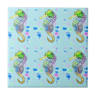 Watercolour Seahorse Ceramic Tile