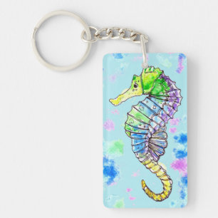 Watercolour Seahorse Key Ring