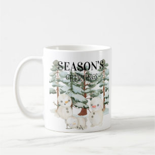 Watercolour Snowmen Scene Coffee Mug