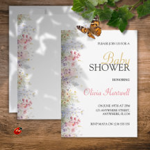 Watercolour Spring Flower Baby Shower Invitation