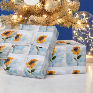 Watercolour Sunflower Painting Pattern Wrapping Paper