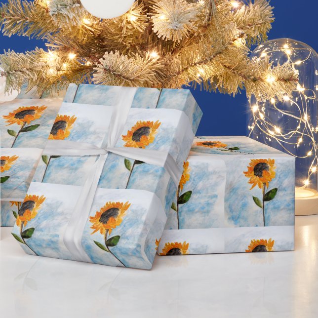 Watercolour Sunflower Painting Pattern Wrapping Paper (Holidays)