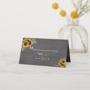 Watercolour Sunflowers Chalkboard Table Number Place Card