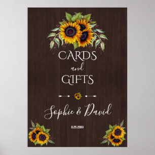 Watercolour Sunflowers Wood Cards & Gifts Wedding Poster
