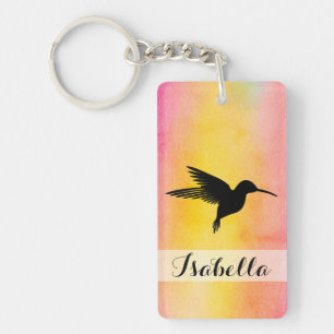 Watercolour Textured Hummingbird Colibri Keychain