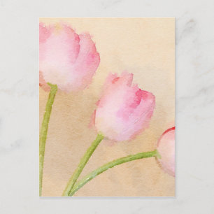 Watercolour Tulip Flower Painting Postcard