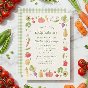 Watercolour Veggies Farmer's Market Baby Shower Invitation