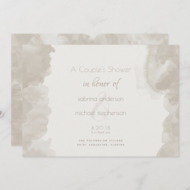Watercolour Wash in Mushroom by theBarefootBride™ Invitation (Front/Back)