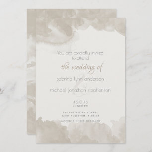 Watercolour Wash in Mushroom by  theBarefootBride™ Invitation