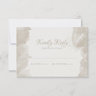 Watercolour Wash in Mushroom by theBarefootBride™ RSVP Card