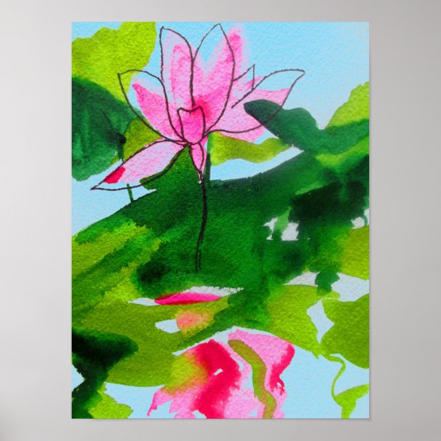 Watercolour waterlily abstract original fine art poster (Front)