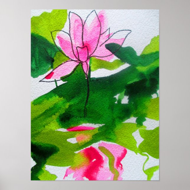 Watercolour waterlily abstract original fine art poster (Front)