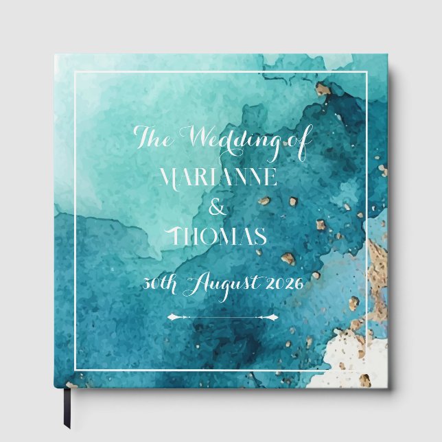 Watercolour Wave - Wedding Guest Book (Front)