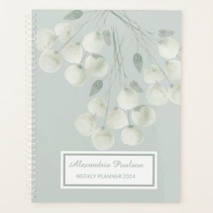 Watercolour White Florals Teal Weekly Planner