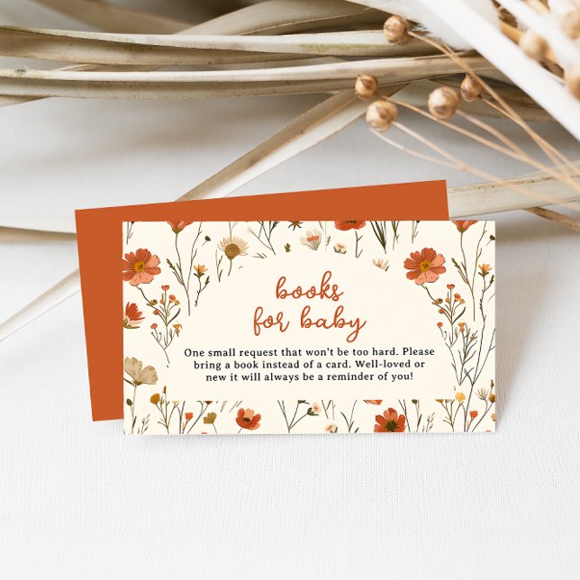 Watercolour Wildflower Baby Shower Books for Baby Enclosure Card (Creator Uploaded)